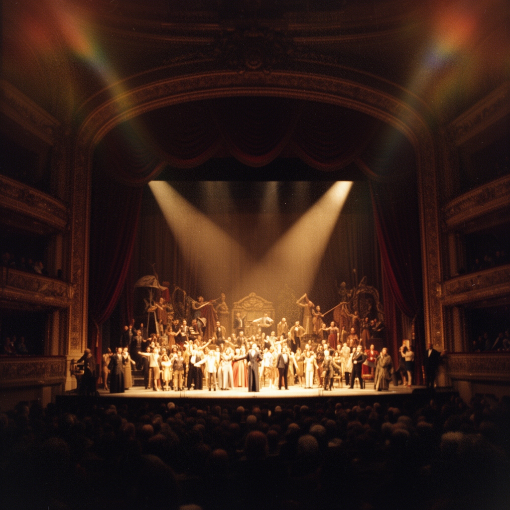 گروه تئاتر بزرگی که در سالن خیلی بزرگی دارند اجرا می‌کنند 5