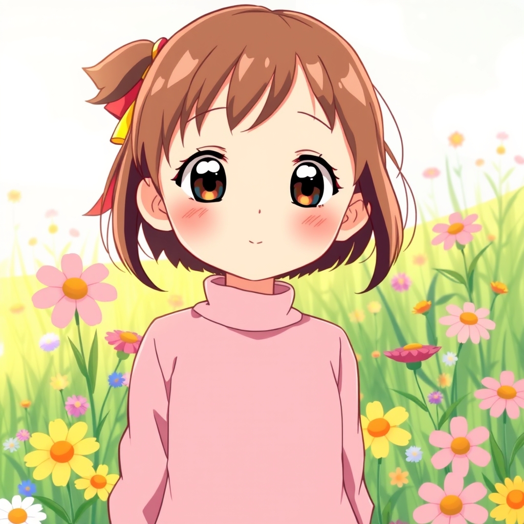 عکس یک دختر با پیراهن صورتی در میان گل های رنگارنگ21