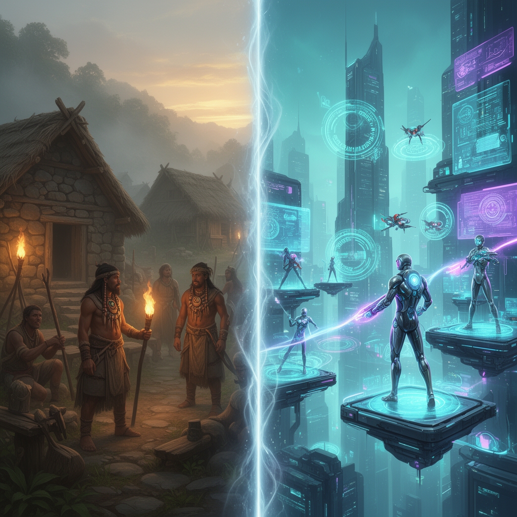 دو نسل متفاوت که در سمت راست نسل جدید یعنی تکنولوژی و در سمت چپ نسل خیلی قدیمی 4