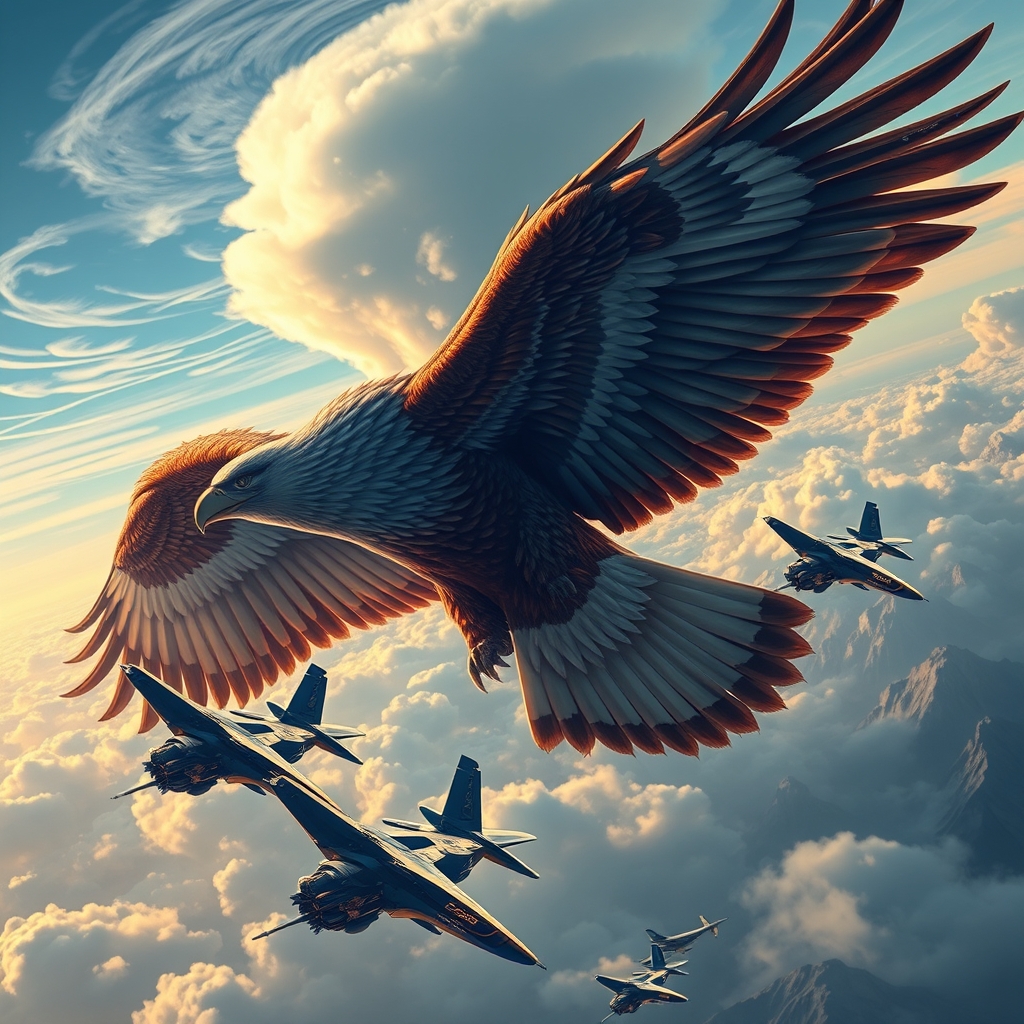 عقابی بزرگ در حال پروار با جنگنده های مدرن 10