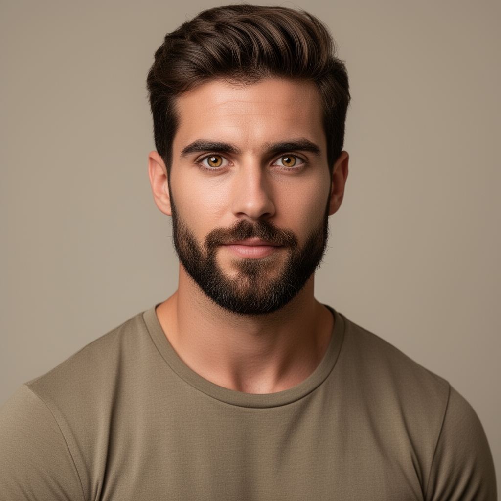 یک پسر با قد ۱۷۵ و هیکل ورزشی و ریش مدل دار چشمای عسلی درشت با فیگور زیبا3