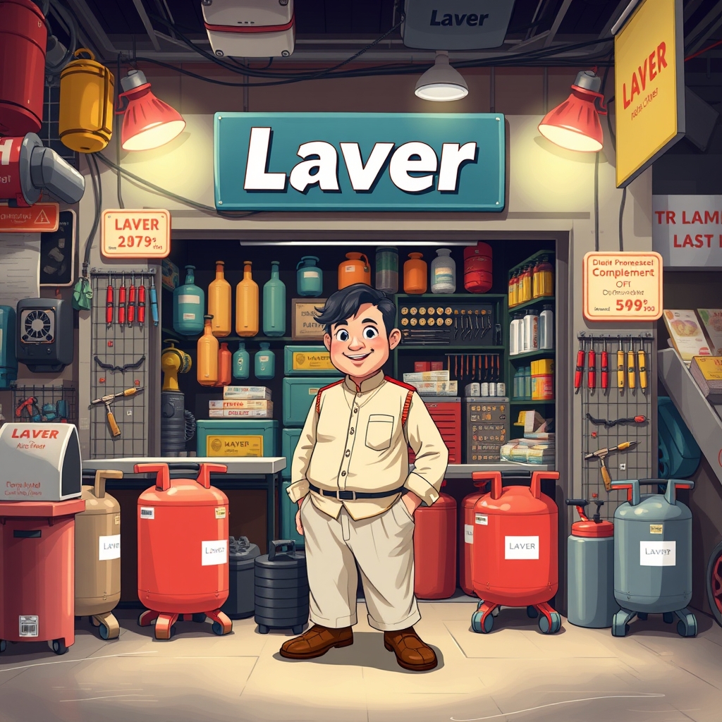 یک فروشگاه کمپرسور باد فروشی با برند laver0