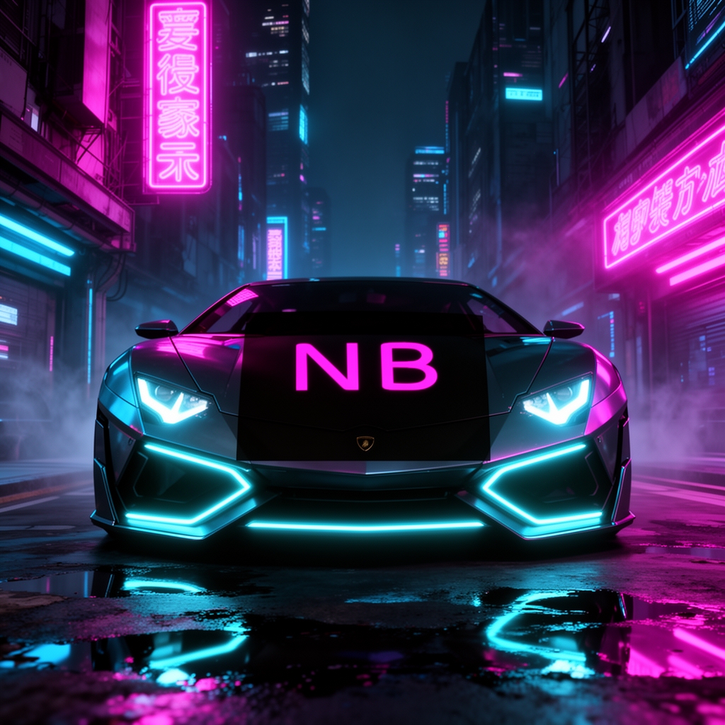 یه لوگو با NB بساز با پس زمینه ی ماشین سایپربانکی3