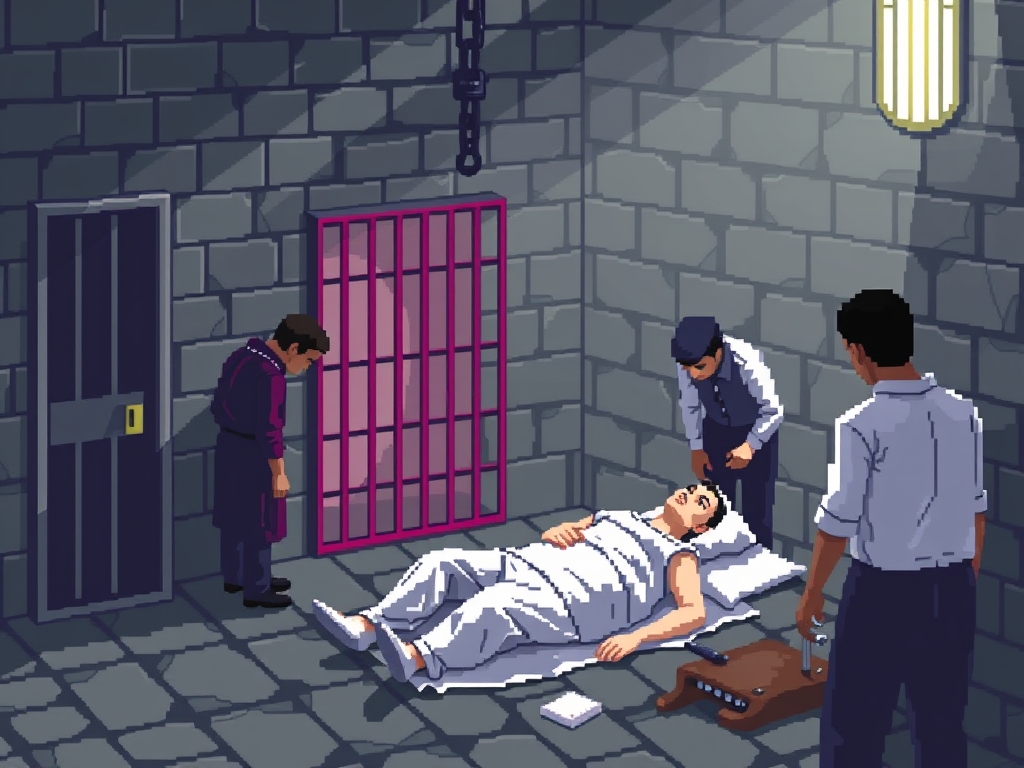 عکس فردی که در یک سلول در زندانمرده و دورش جمع شدن2