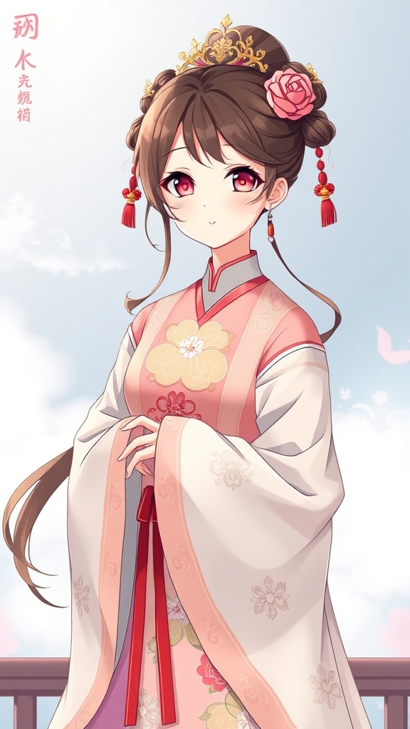 شازاده خانم خوشگل وکیوت چینی که لباس هانفو  پوشیده 2