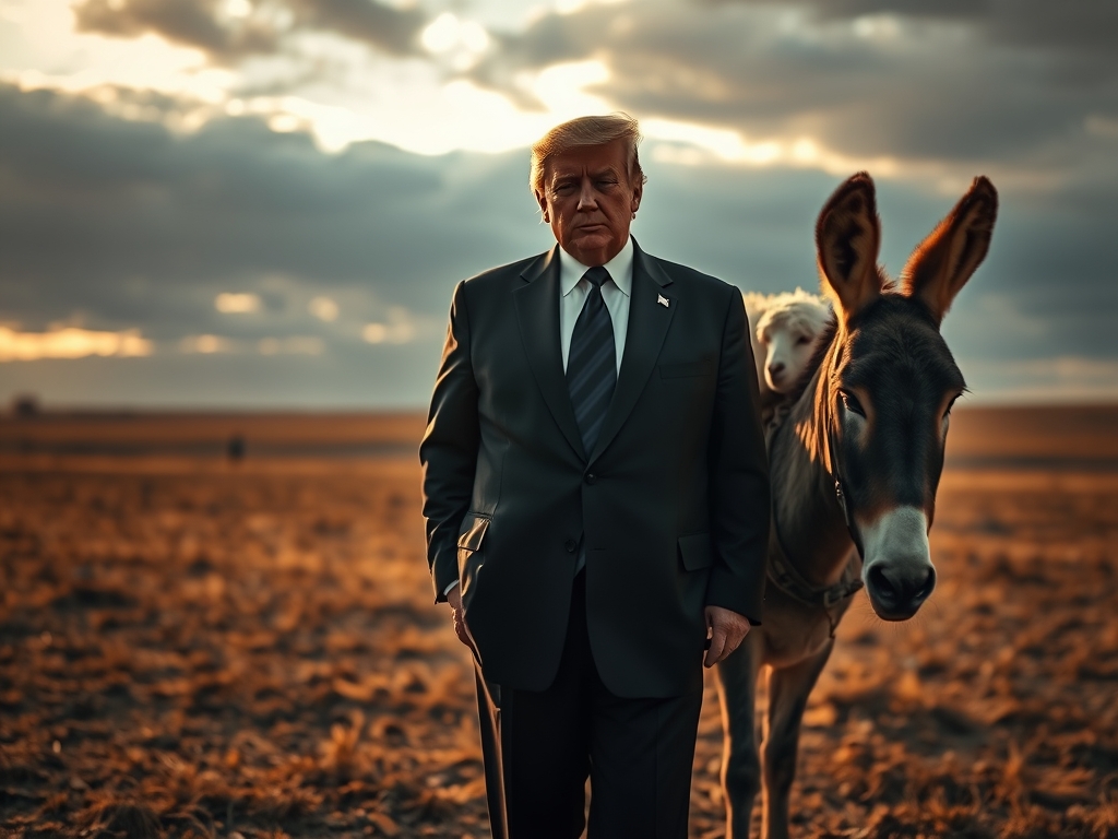 ترامپ کنار گوسفند سوار بر خر4