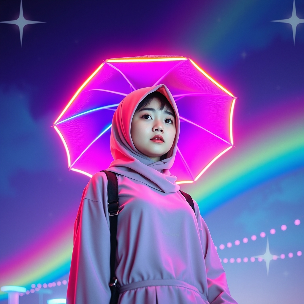 دختر کره ای در زیر با ران با چتر🌸🌠🌌🌟👸0