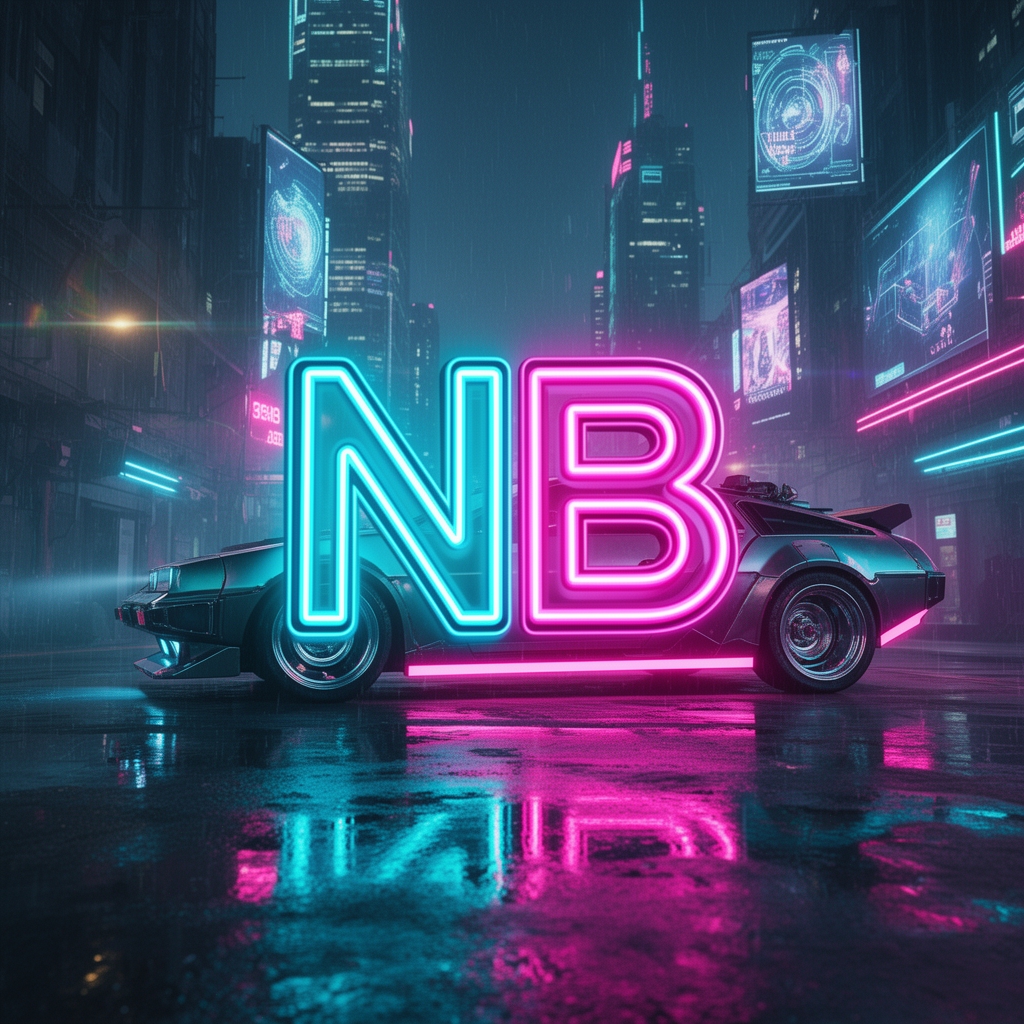 یه لوگو با NB بساز با پس زمینه ی ماشین سایپربانکی2