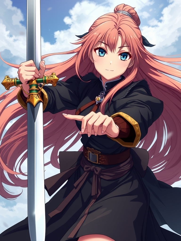 یک دختر  بسار زیبا  که پرنسسه وکشورش داره از بین میره موهاش خیلی بلنده ولباس مشکی جنگجویی پوشیده و شمشیر سلطنتی پدرش در دستشه  وداره میجنگه 21