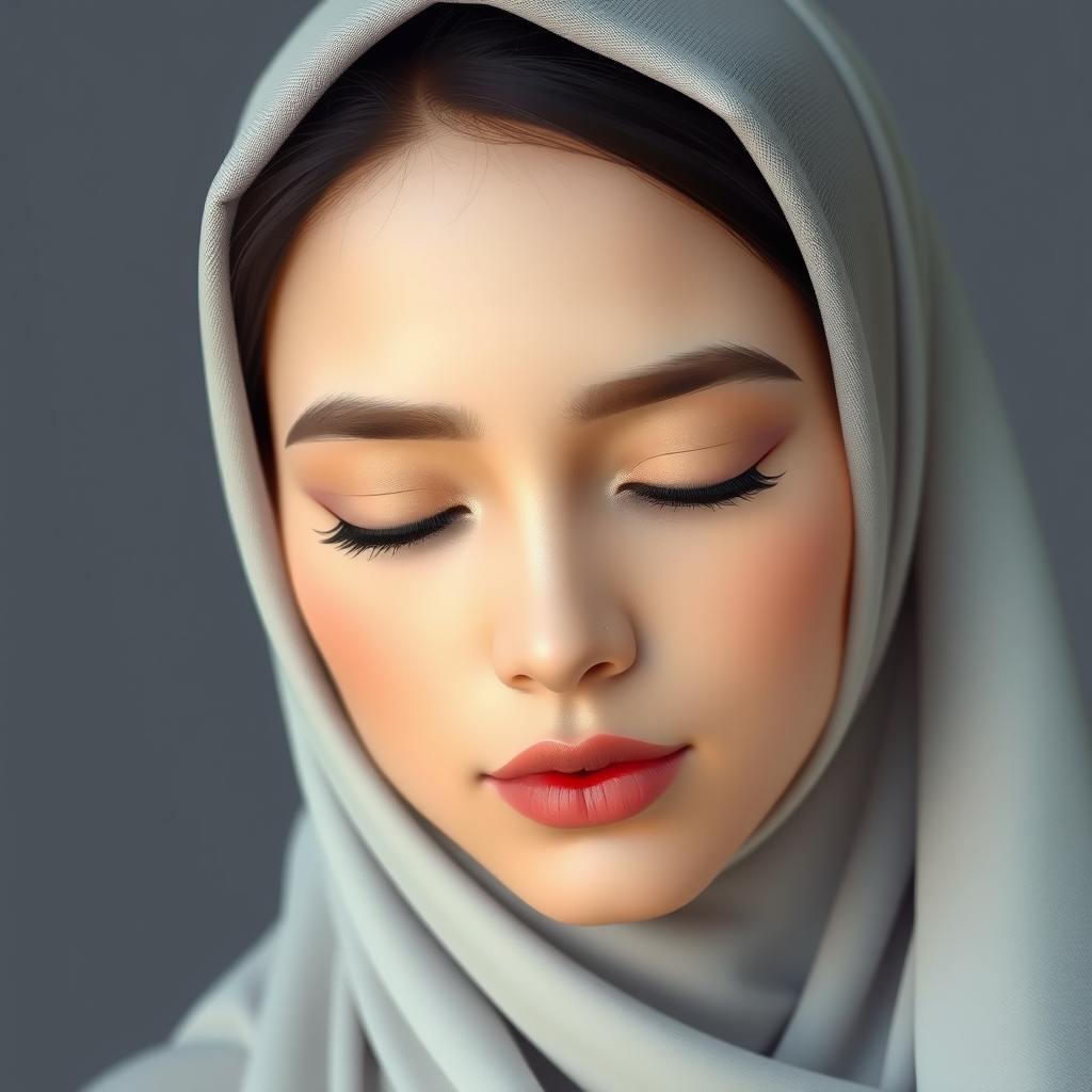 عکس یه دختر با حجاب و زیبا با چشم های بسته و مدل کاغذی21
