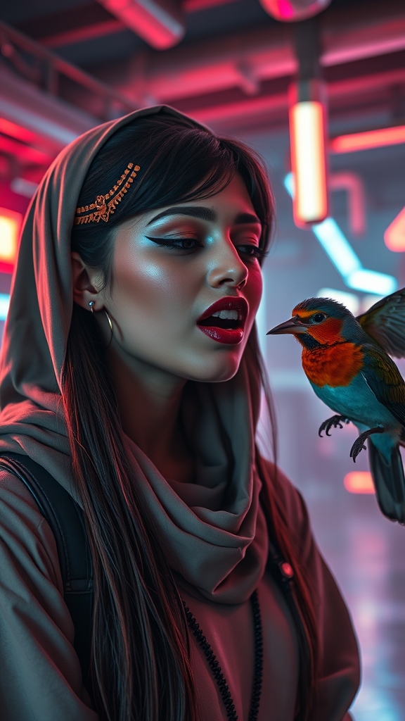 دختر شکلاتی با صورت وحشتناک ولی خوشگل در حال آواز خواندن و در حال حرف زدن با پرنده ها
با لب هایی کالباسی و موهای مش که بلند باشد 11