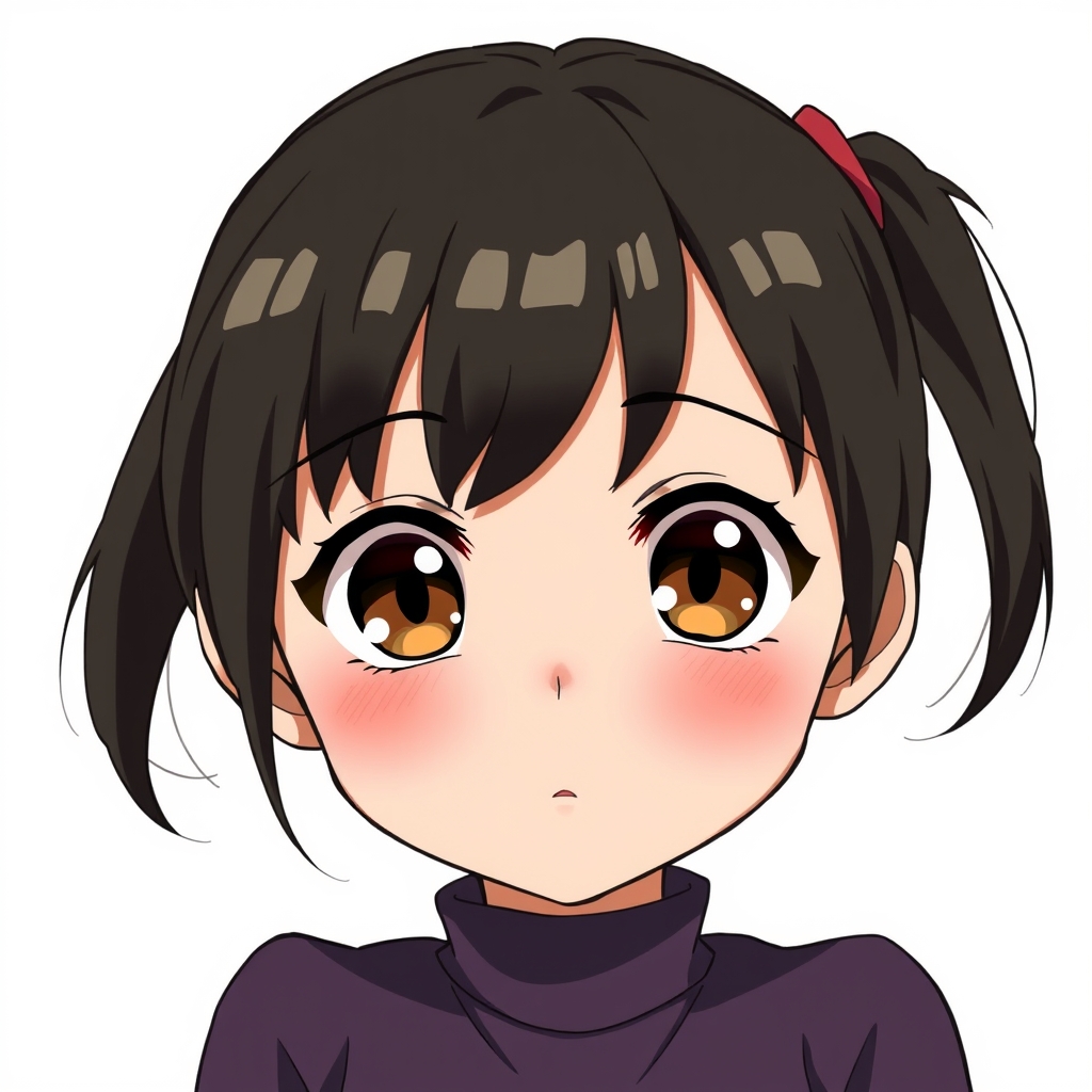 دختری با چشمان عسلی و درشت که مژه هایش زیاد بلند نیست و   با آبرو های بور با موهای دم اسبی کوتاه مشکی رنگ که صورتش گرد است6