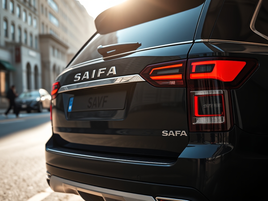 عکس از پشت یک ماشین شاسی بلند که پشتش نوشته باشد SAFA19