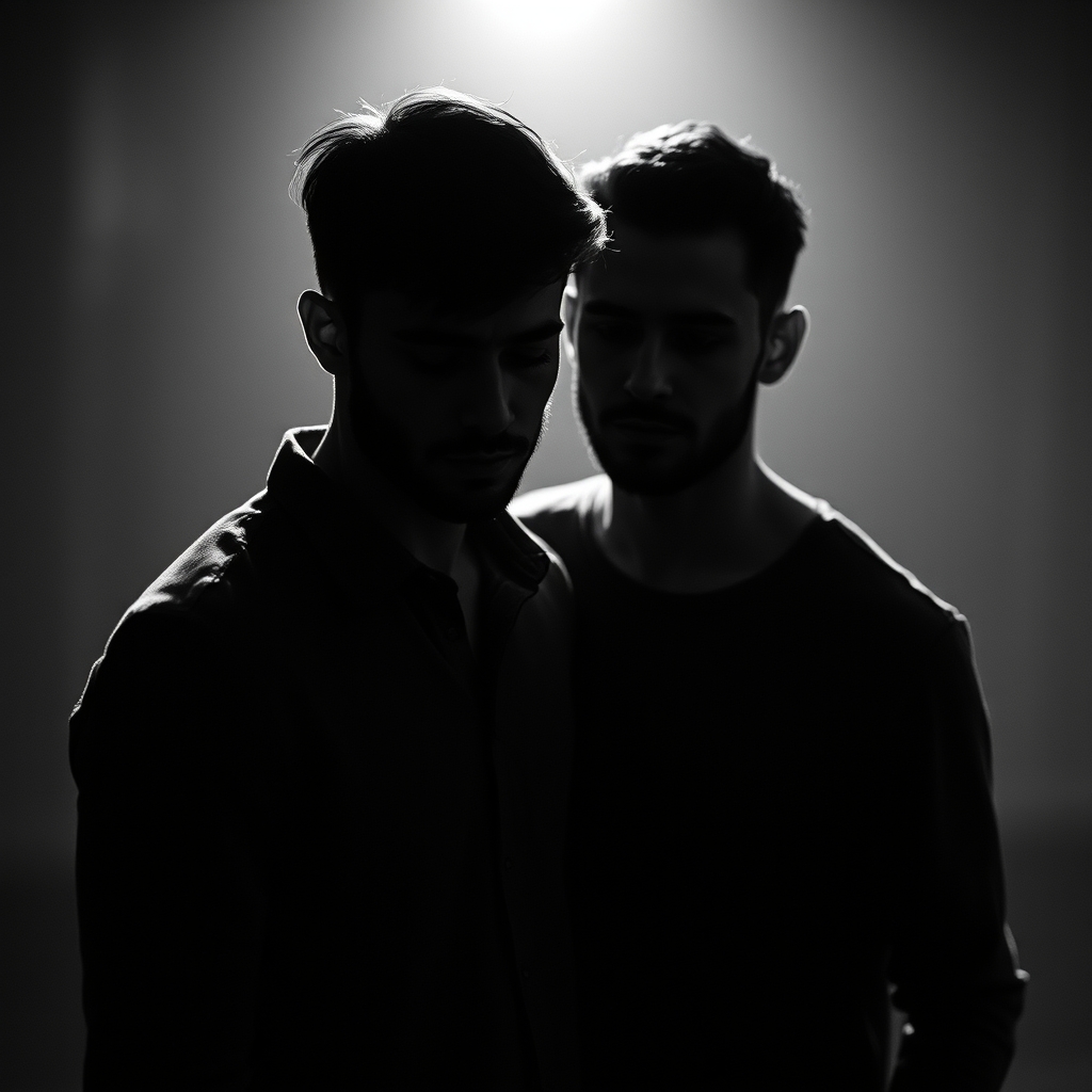 دو رفیق صمیمی پسر بدون چهره غمگین سیاه سفید2