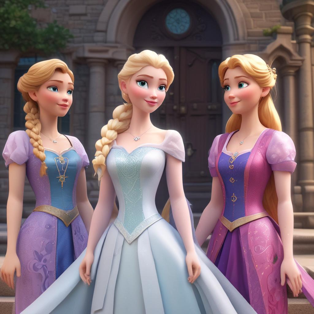 السا آنا و راپونزل و چندین تا از پرنسس های دیزنی در دنیای واقعی در کنار مردم در آینده 21