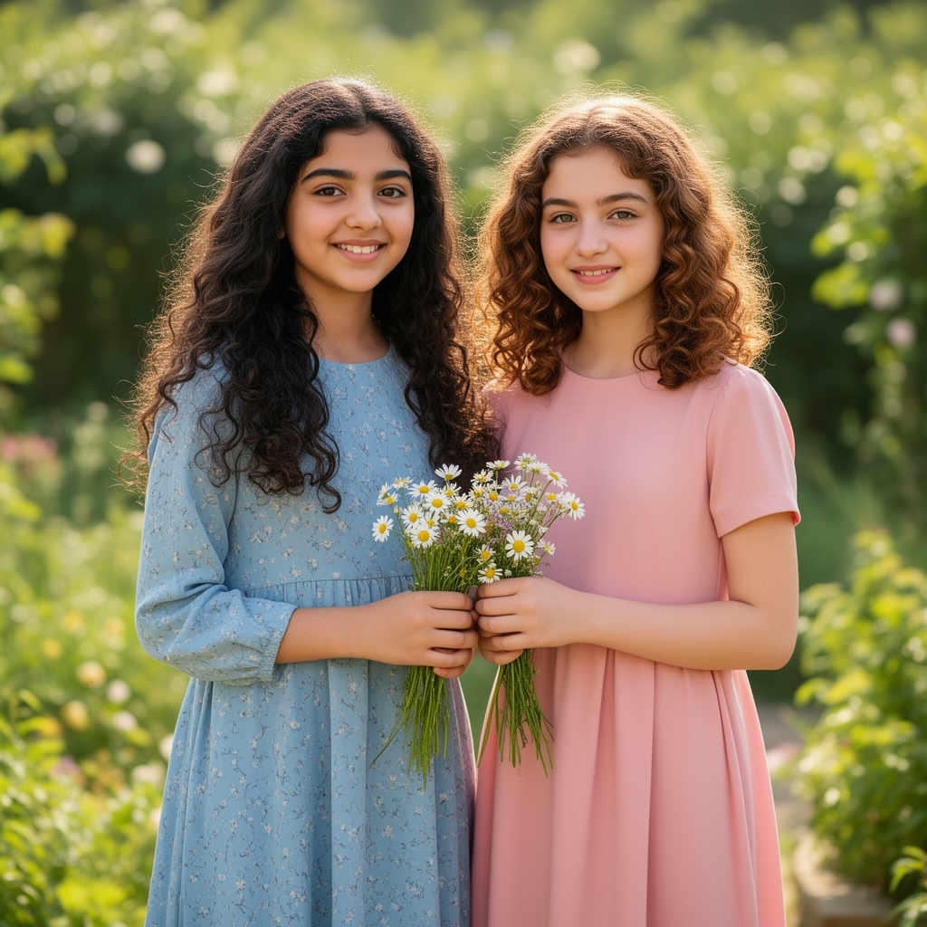 پایب دختران مو فرفری که اسمشان نرگس و زیبا هستند
0