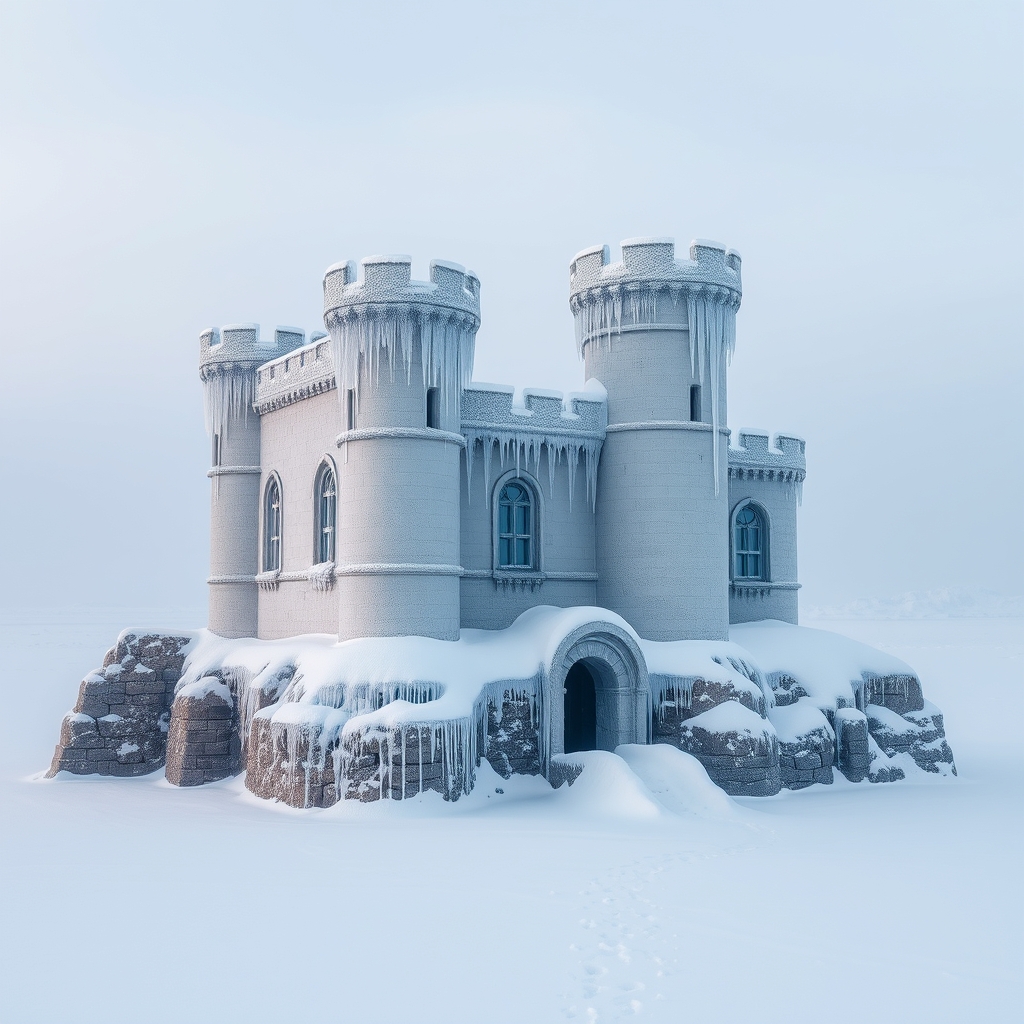 یخبندان و یک قلعه کوچک یخ زده 0