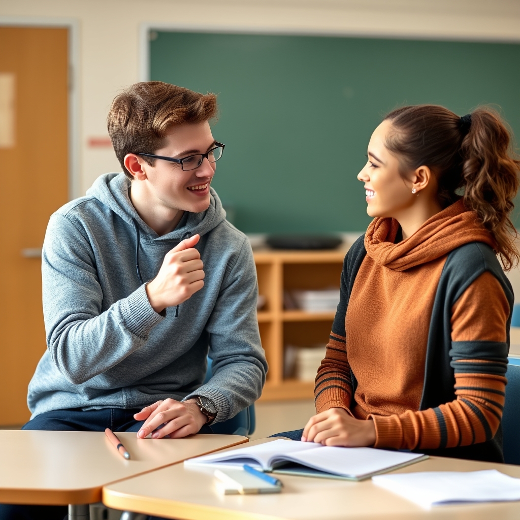 دو دانش آموز که یکی به دیگری چیزی می آموزد7