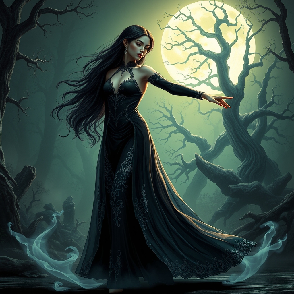 یک دختر خوناشام با مو هایی بلندددد در حال رقص باله با لباسی مجلسی زیباااااااا9