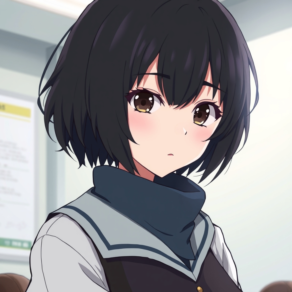 دختر باحال و درس خوان با موهای سیاه و جلو چتری و از پشت کوتاه باز و پر پشت 7