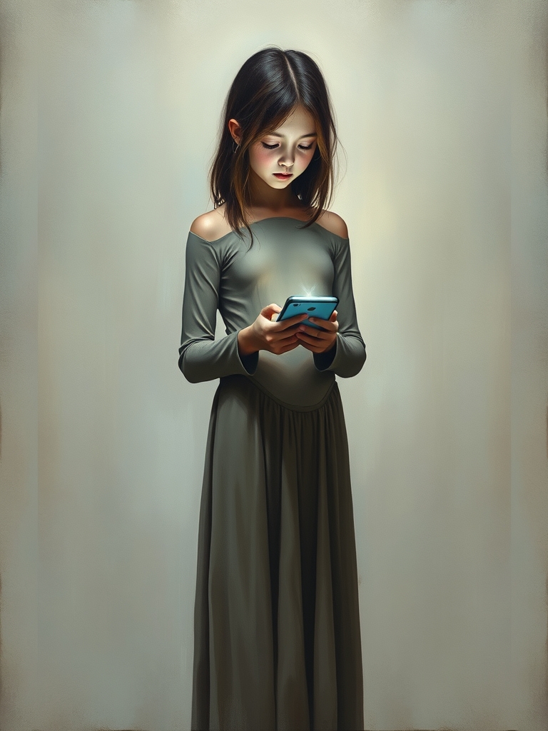 این یک دختر نوجوان است که به گوشی اعتیاد دارد این یک تصویر مناسب برای برنده شدن در کشور است موضوع کلی نوجوان ناسالم است19