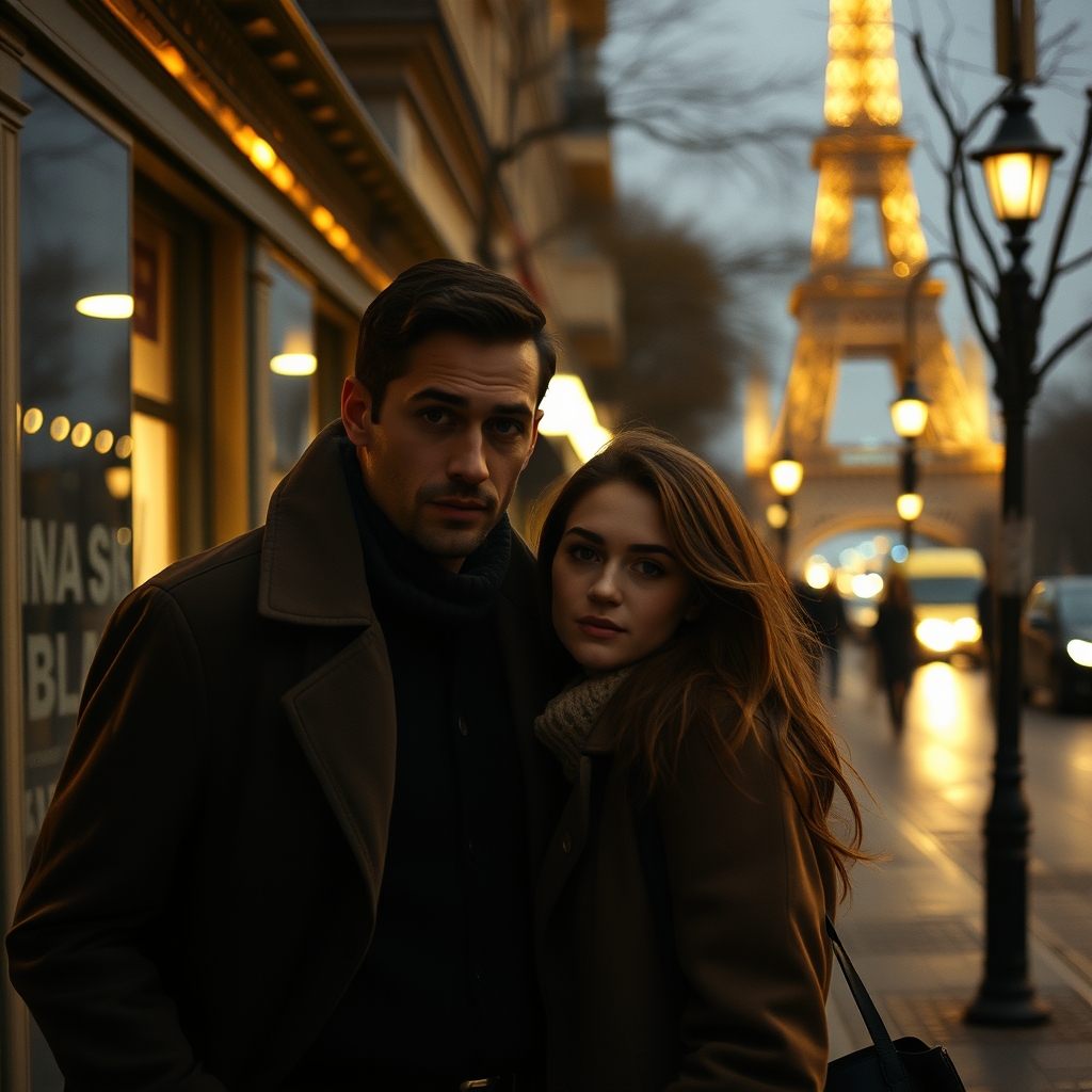 مرد خوشتیپ در کنار دختر زیبا در پاریس2