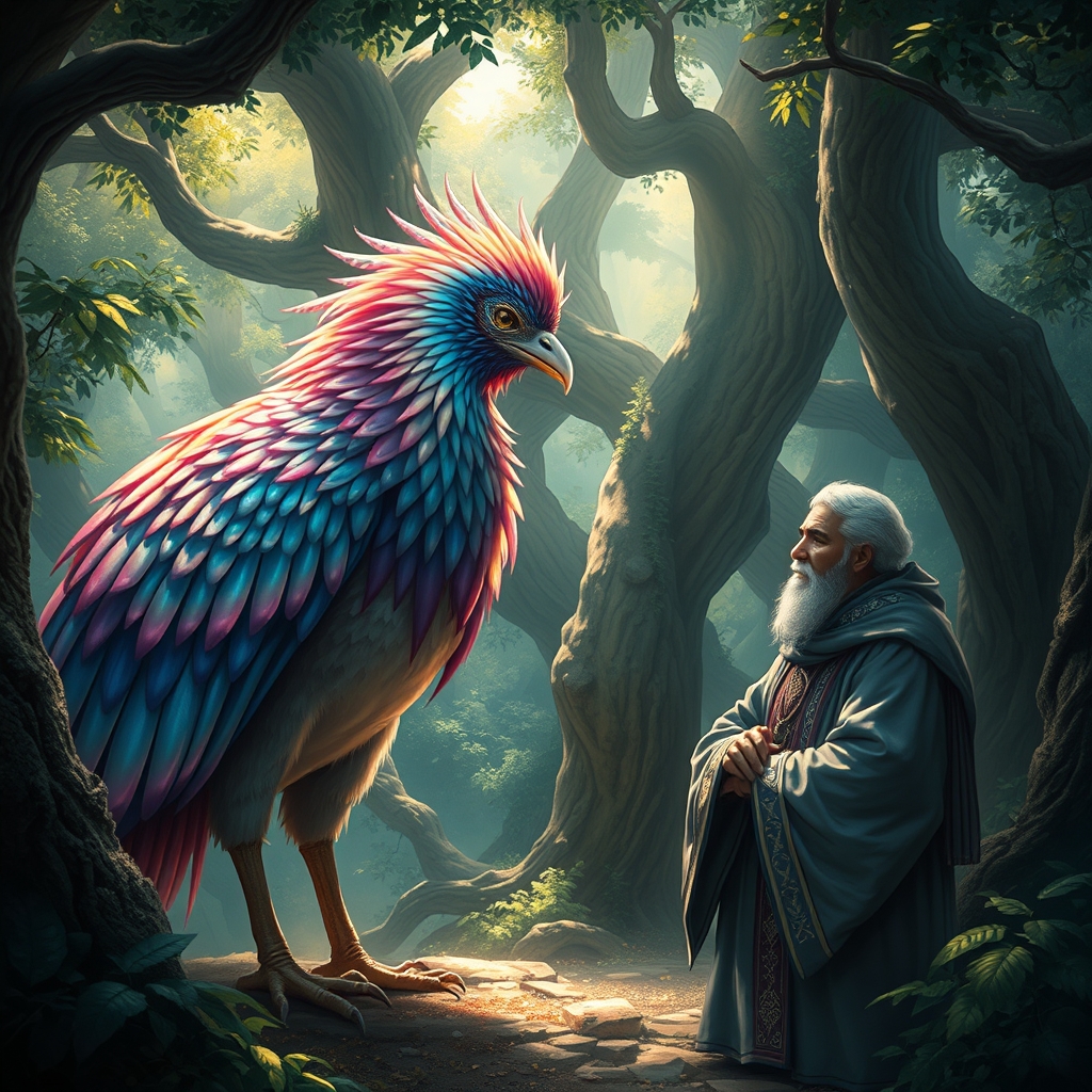 تصویر سیمرغ در کنار زال که دارند با هم سخن می گویند6