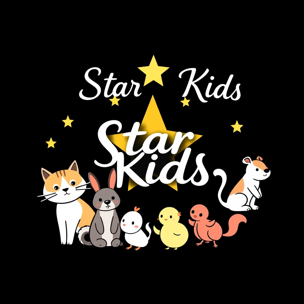 یه لوگو که روش با خط تحریری انگلیسی نوشته استری کیدز کنارش یه گربه سگ گرگ گوگولی خرگوش خوک جوجه سنجاب باشد2