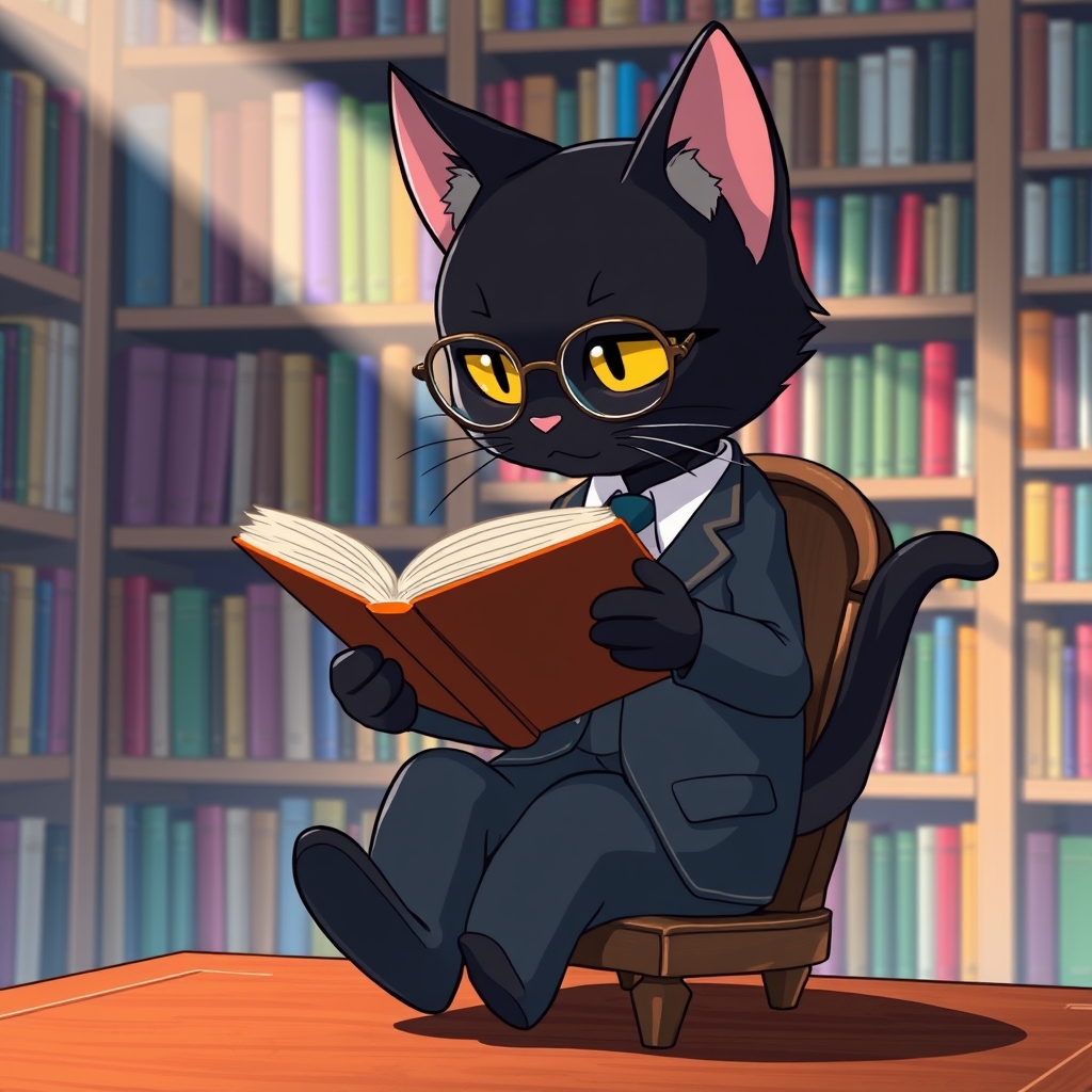 گربه سیاه درحال کتاب خاندن23