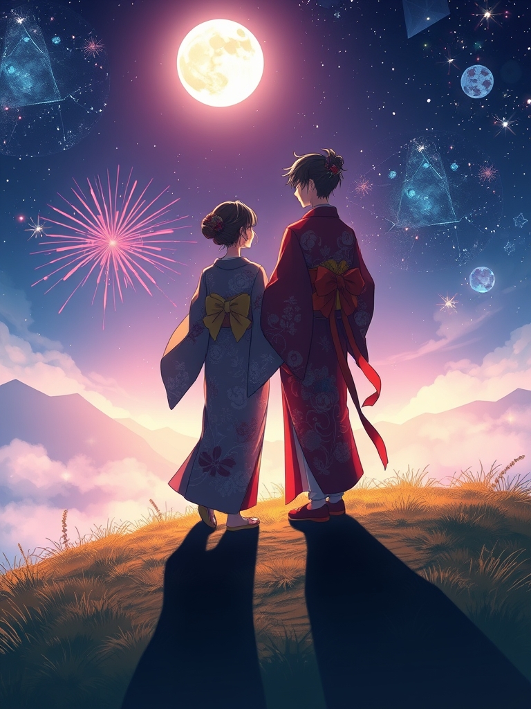 ✨🎆🔮👘👫 از پشت به گونه ای که سایه شان مشخص باشد1