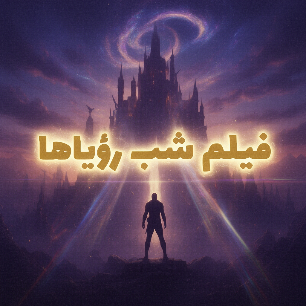 یک پوستر سینمایی با متن فارسی: “فیلم شب رؤیاها”، سبک فانتزی، نورپردازی سینمایی، فونت جذاب و بزرگ.1