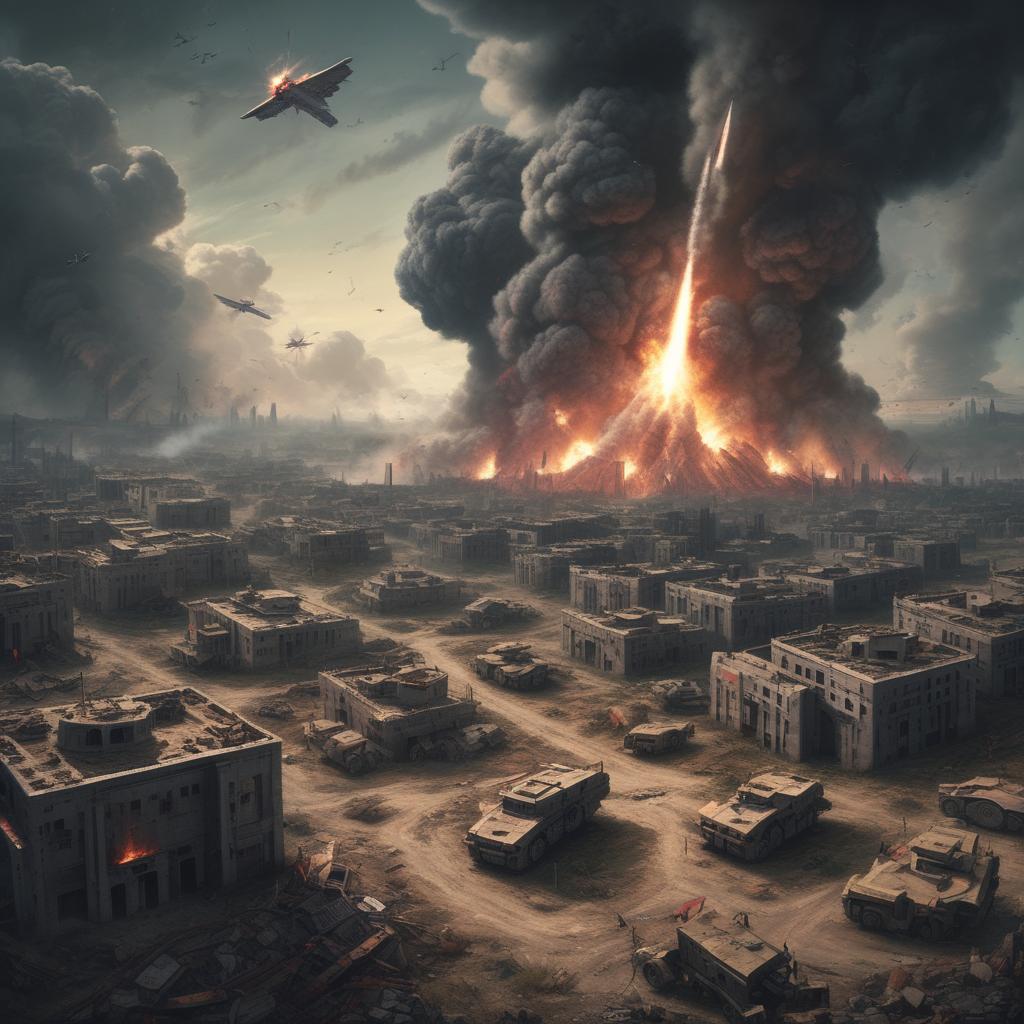 نابود شدن یک شهر کوچک و پیشرفته بر اثر اصابت چند موشک به مرکز آن نما‌ی دور8