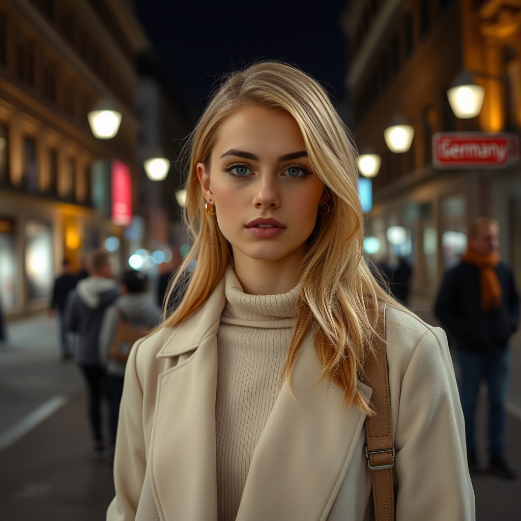 
دختر تریپ لات فشن با موهای طلایی بالباس کرمی
 وایماه سیاه در المان

15