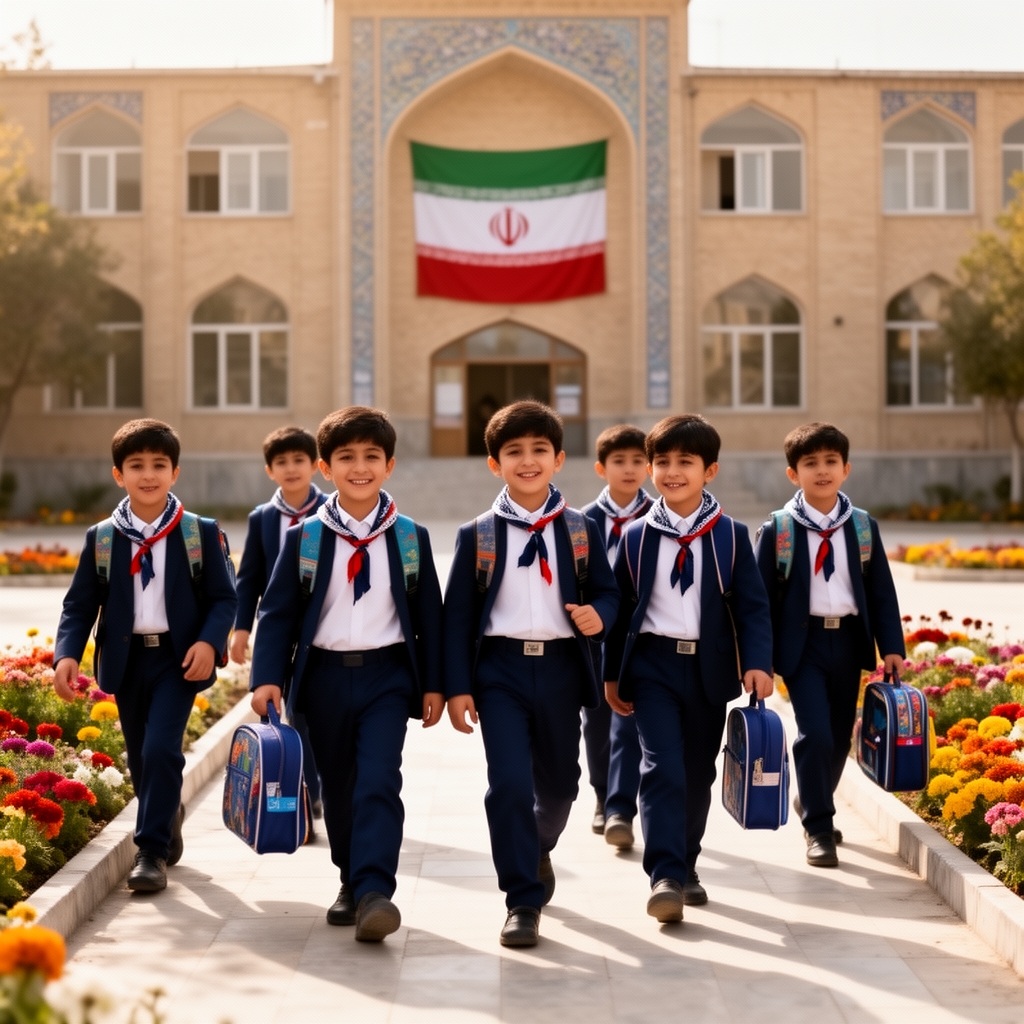 عکس روز اول مدرسه در ایران با بچههای پسر
3