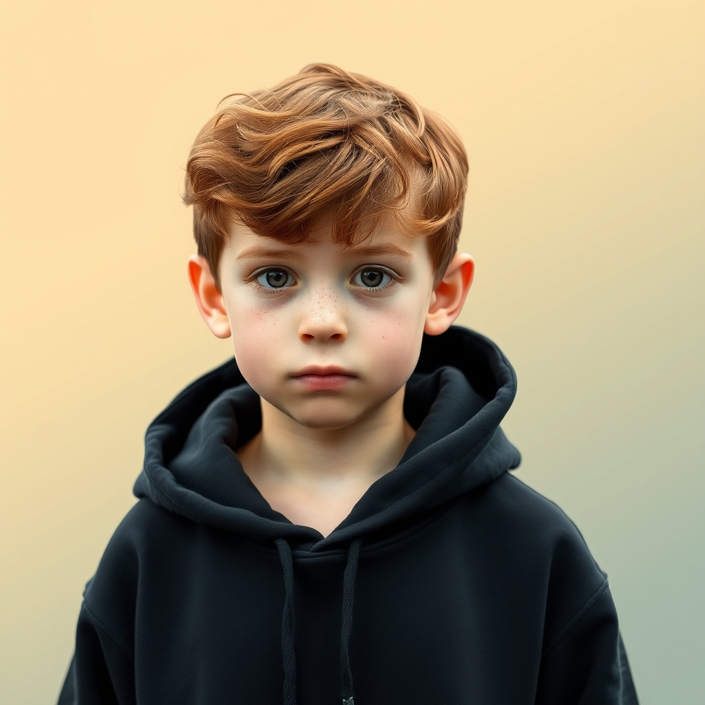 پسری قدبلند،نسبتا درشت،با موی نارنجی مایل به قهوه ای،چشم قهوه ای تیره،پوست سفید،پوست کک مکی،دماغ زیبا و عروسکی،موی کمی حالت دار،صورت گرد،چشم گرد،هودی گشاد سیاه ،با شلوار سیاه3