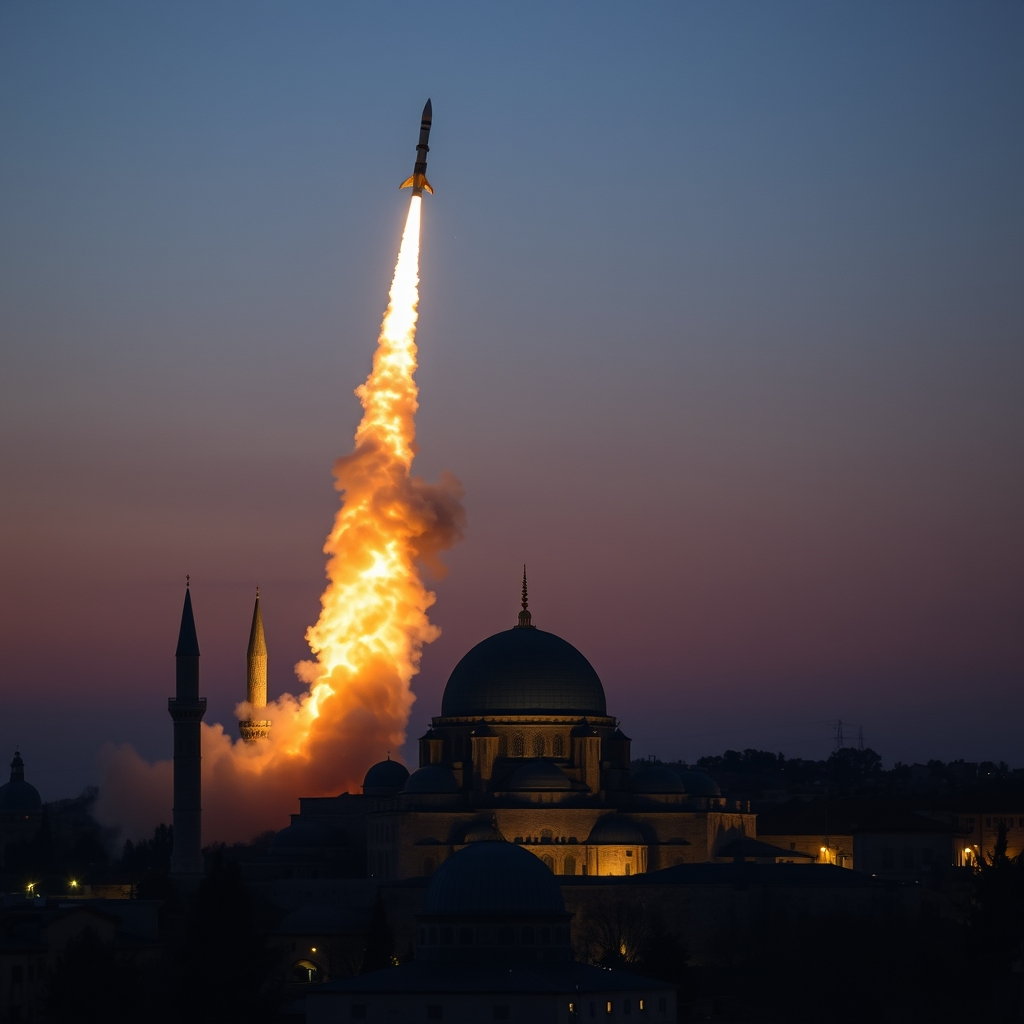 موشک های ایرانی که از بالا سرمسجد القصی میرود به اسرائیل شلیک میشود9