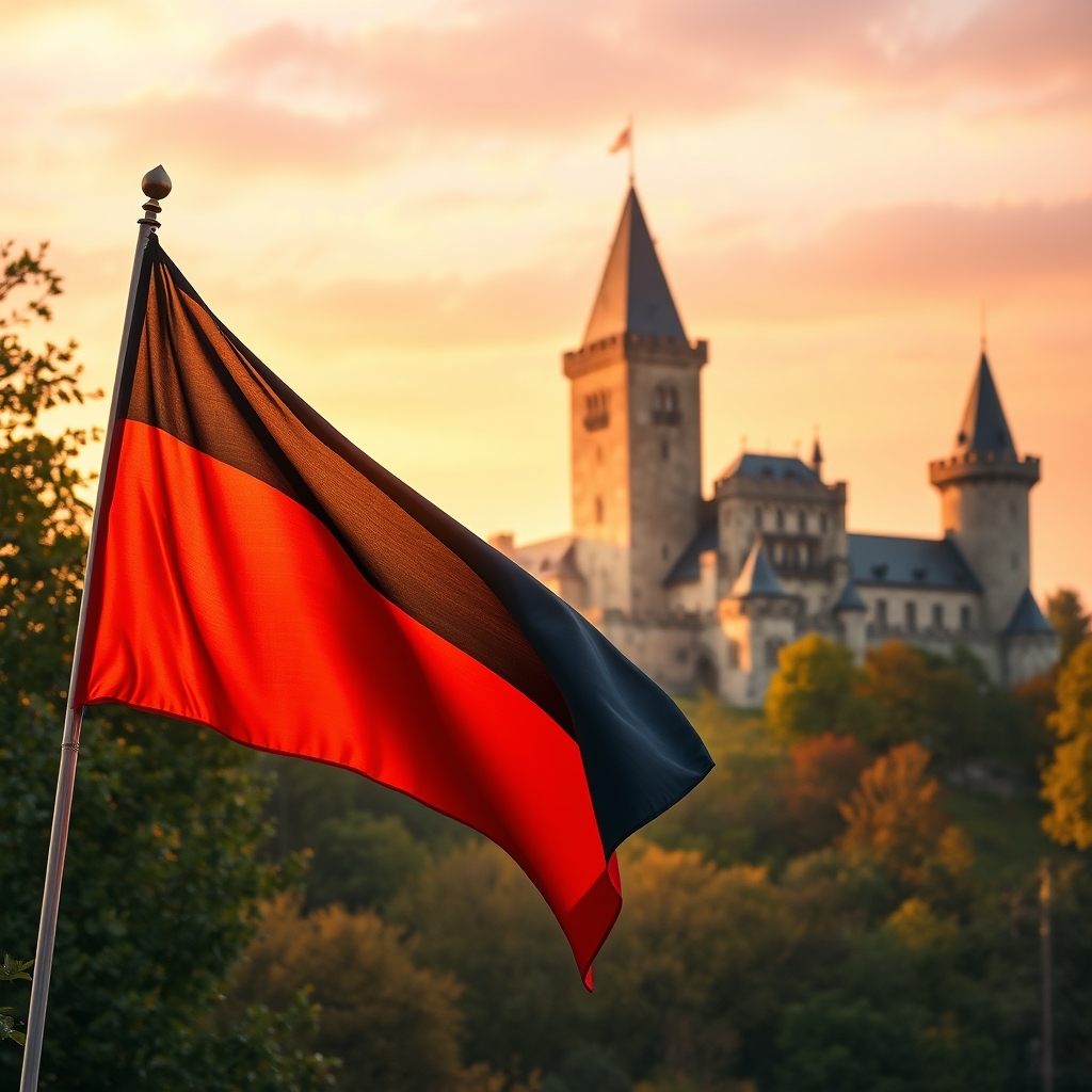 یک آلمه گل رنگی و یک قلعه
0