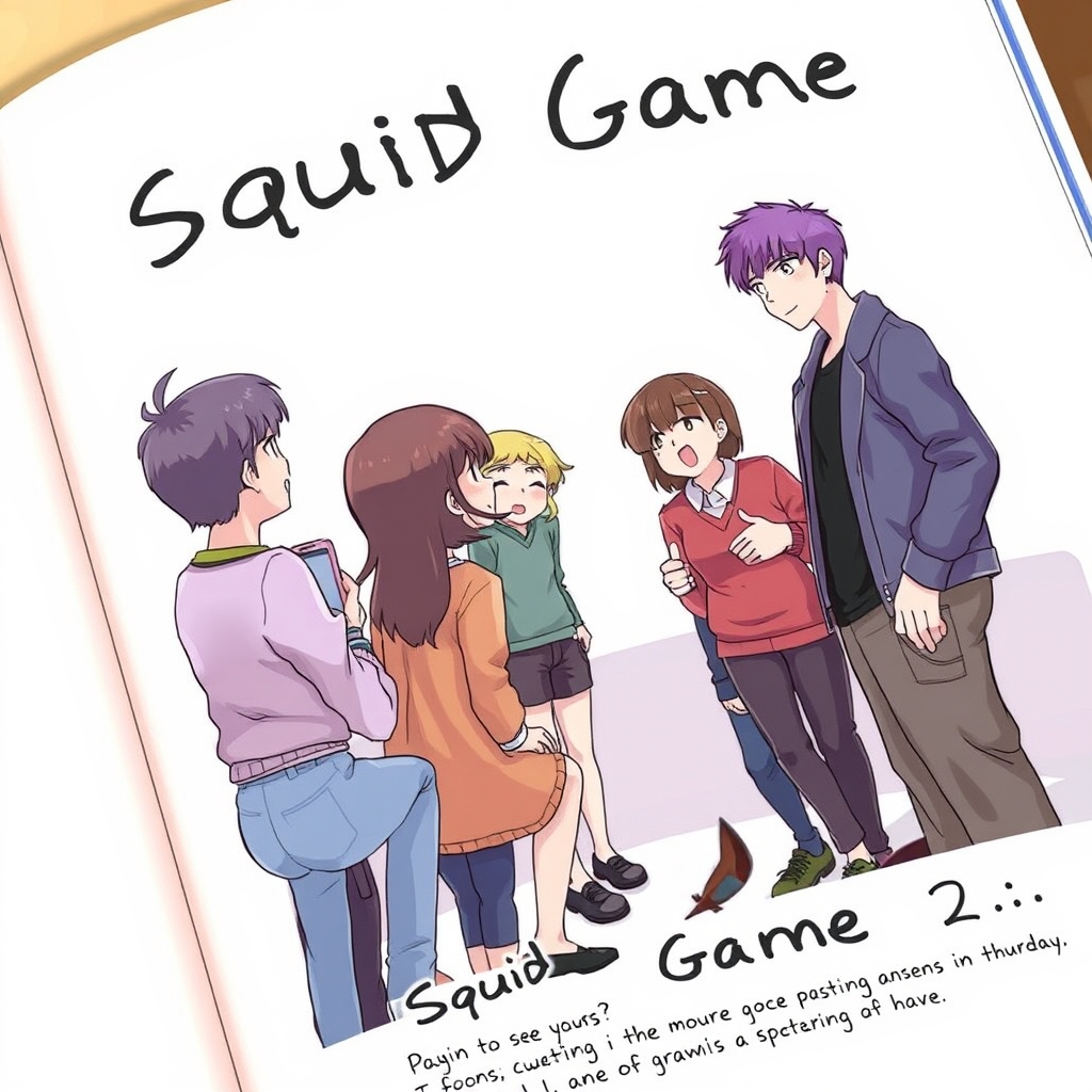 عکس معروف تمرین بازیگران اسکویید گیم در صفحه ای که نوشته اسکویید گیم ۲ 1