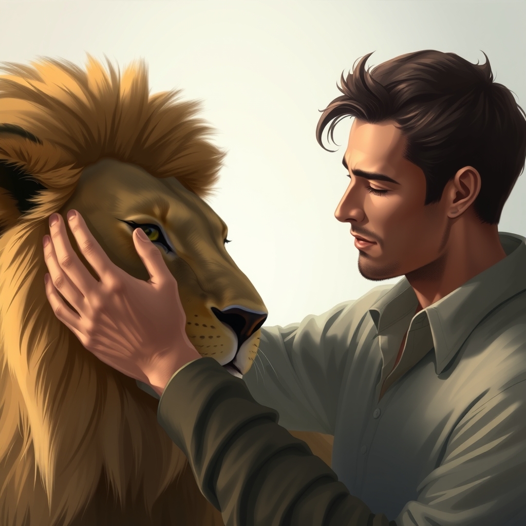 آدمیکه درحال نوازش شیر است19