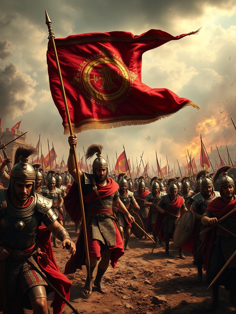 سپاه بزرگ هخامنشی با در دست داشتن پرچم هخامنشیان درحال حمله به مراکز دشمنان در زمان های قدیم  جنگ و خون ریزی پی در پی14