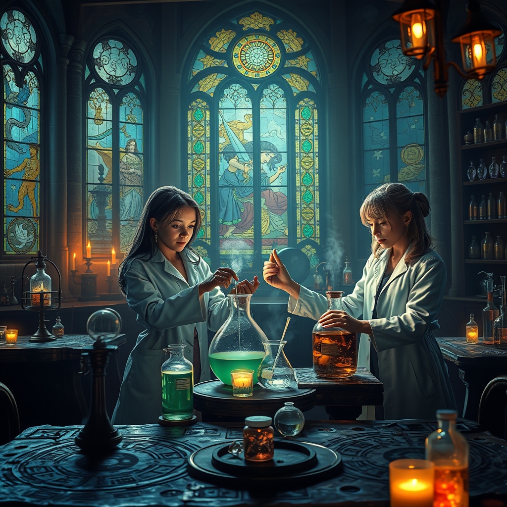 دو دانشمند دختر در حال ازمایش9