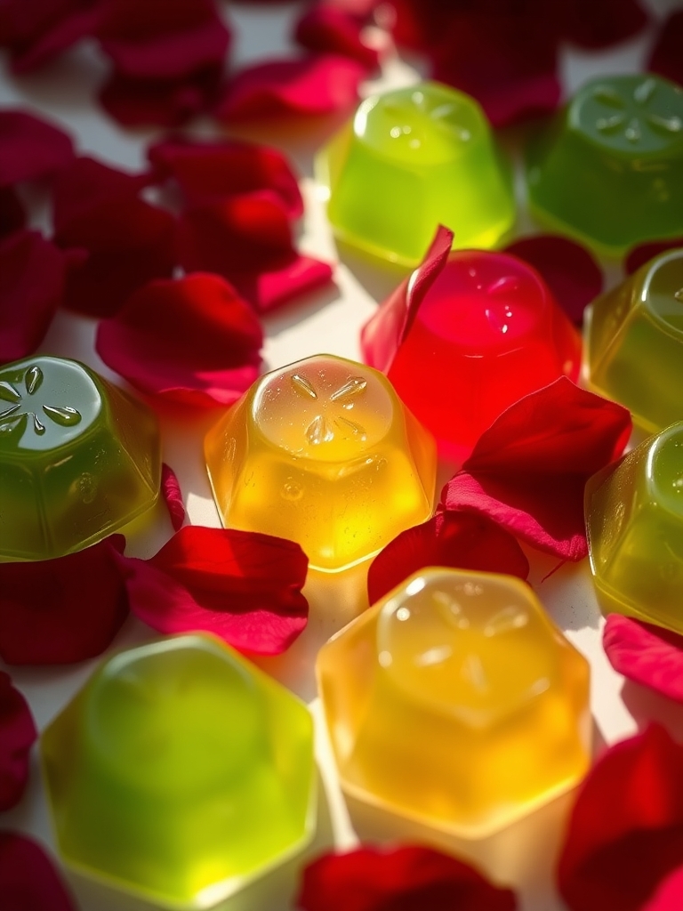 ژله  به رنگ های سبز قرمز  و گل های قرمز روز زمین 7