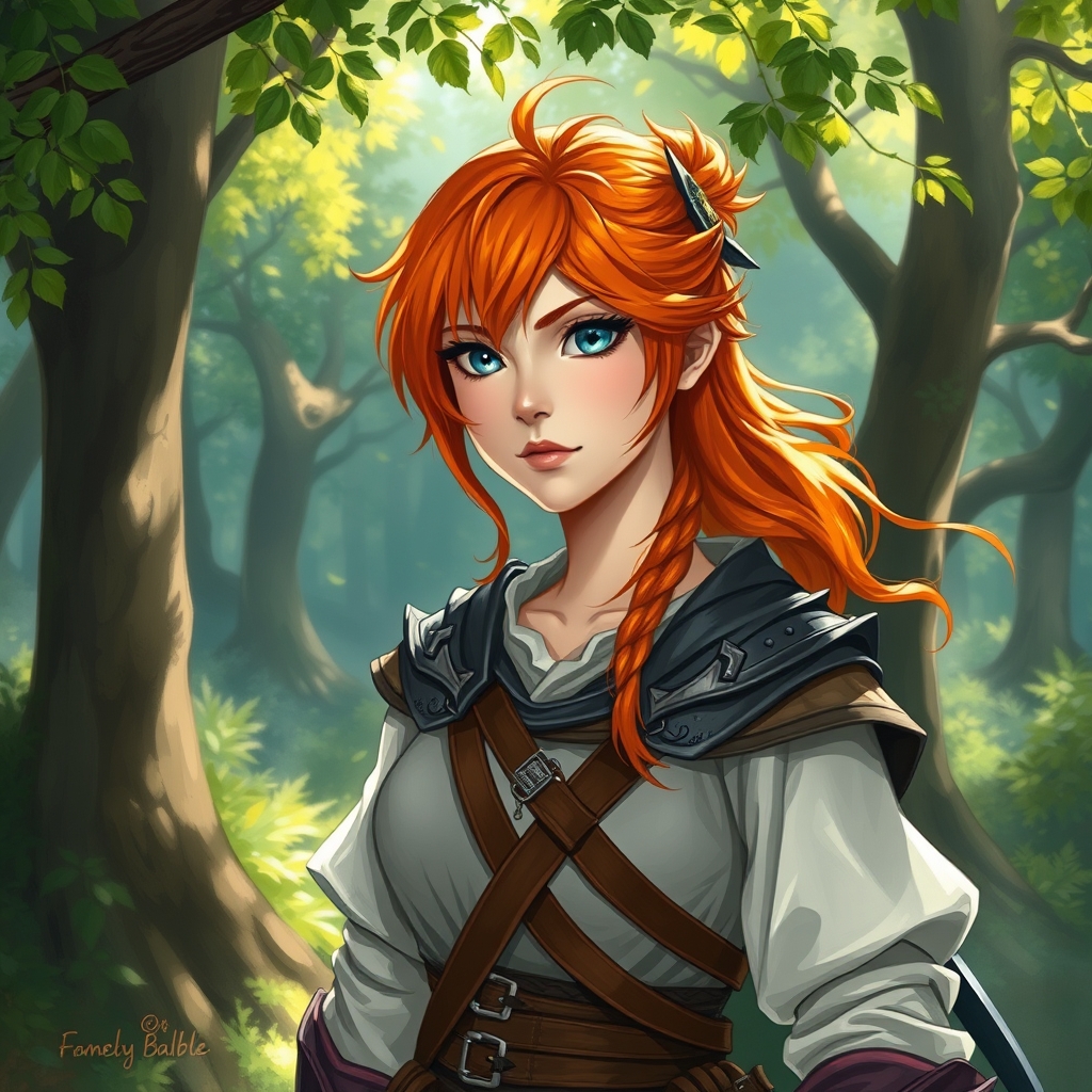 دختری با لباس جنگی و موهای نارنجی وچشم های آبی10