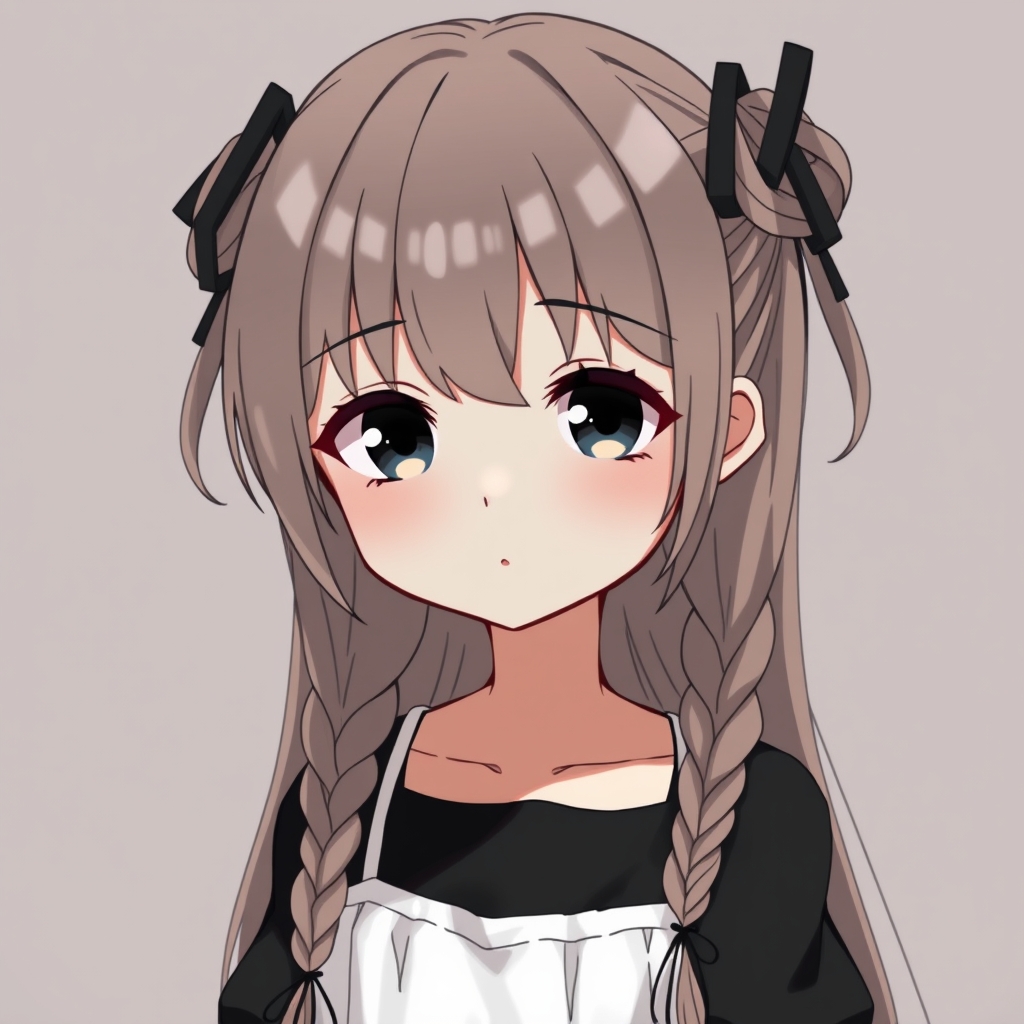 یه دختر با موهای بلند چتری دوتایی بافته و چشمان مشکی و لباس سفید مشکی15