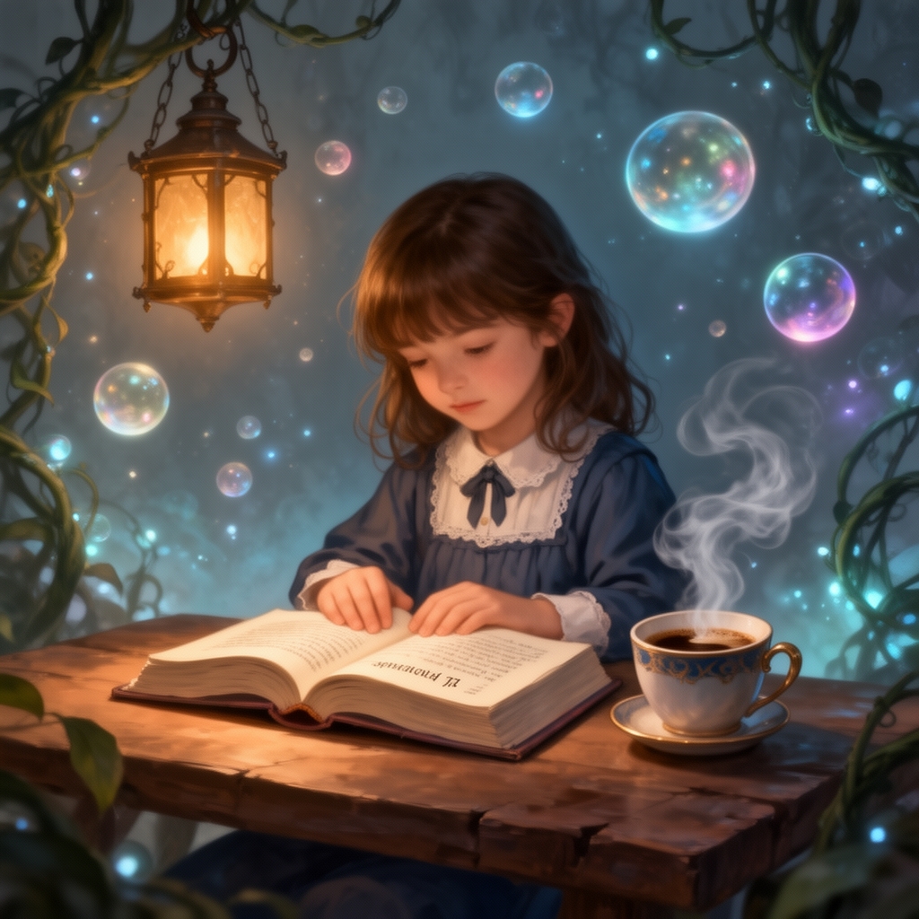 دختری در حال مطالعه کتاب انگلیسی که کنارش قهوه هست5