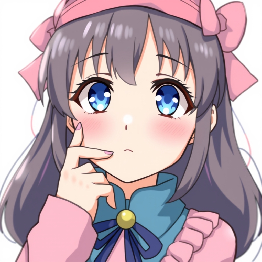 یه دختر کیوت انیمه ای با چشمای ابی و استایل ابی و صورتی5