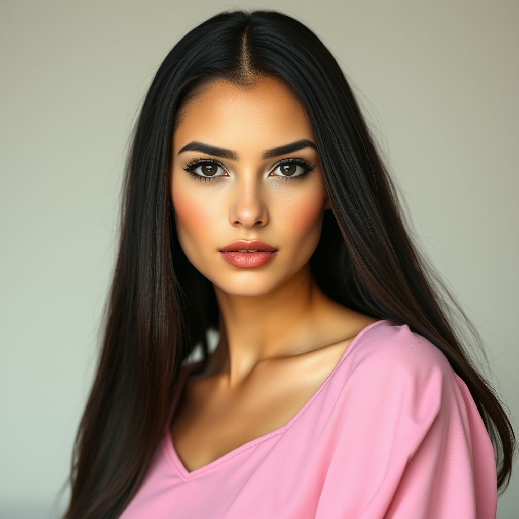 زنی که بسیار جذاب است و پوست بسیار سفید و نرمی دارد. موهای مشکی دارد که تا روی زانوهایش آمده اند. چشم های مشکی دارد و مژه هایش بلند است. بینی کوچکی دارد و لب هایش خوش فرم و صورتی است. لباس صورتی استین سه ربعی بر تن دارد که از جنس ریون است6