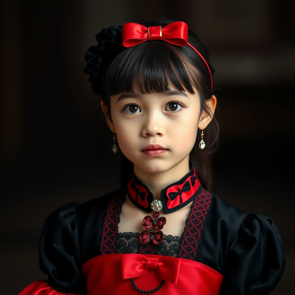 عکس یک پرنسس با لباس سیاه قرمز با موهای چتر پاپیونی22