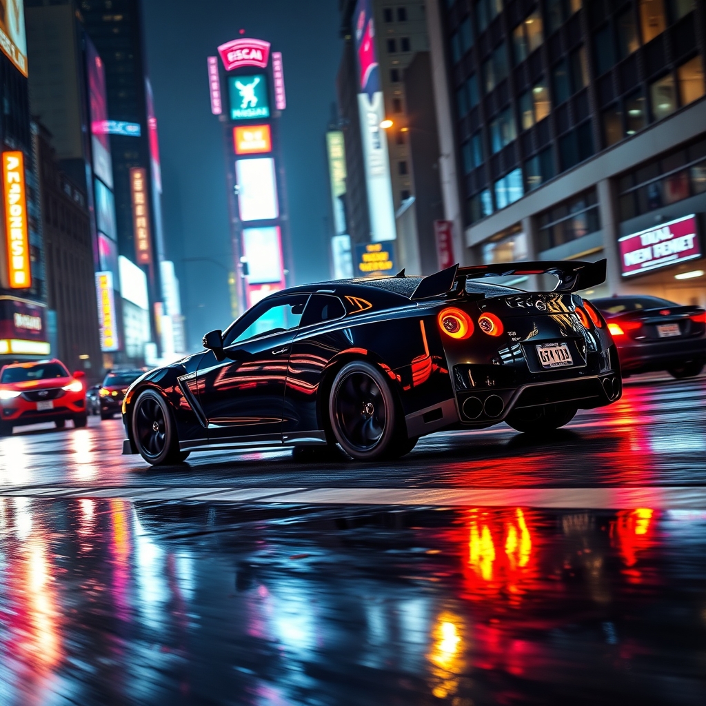 عکس ماشین نیسان جی تی ار در خیابان های آمریکا درشب23