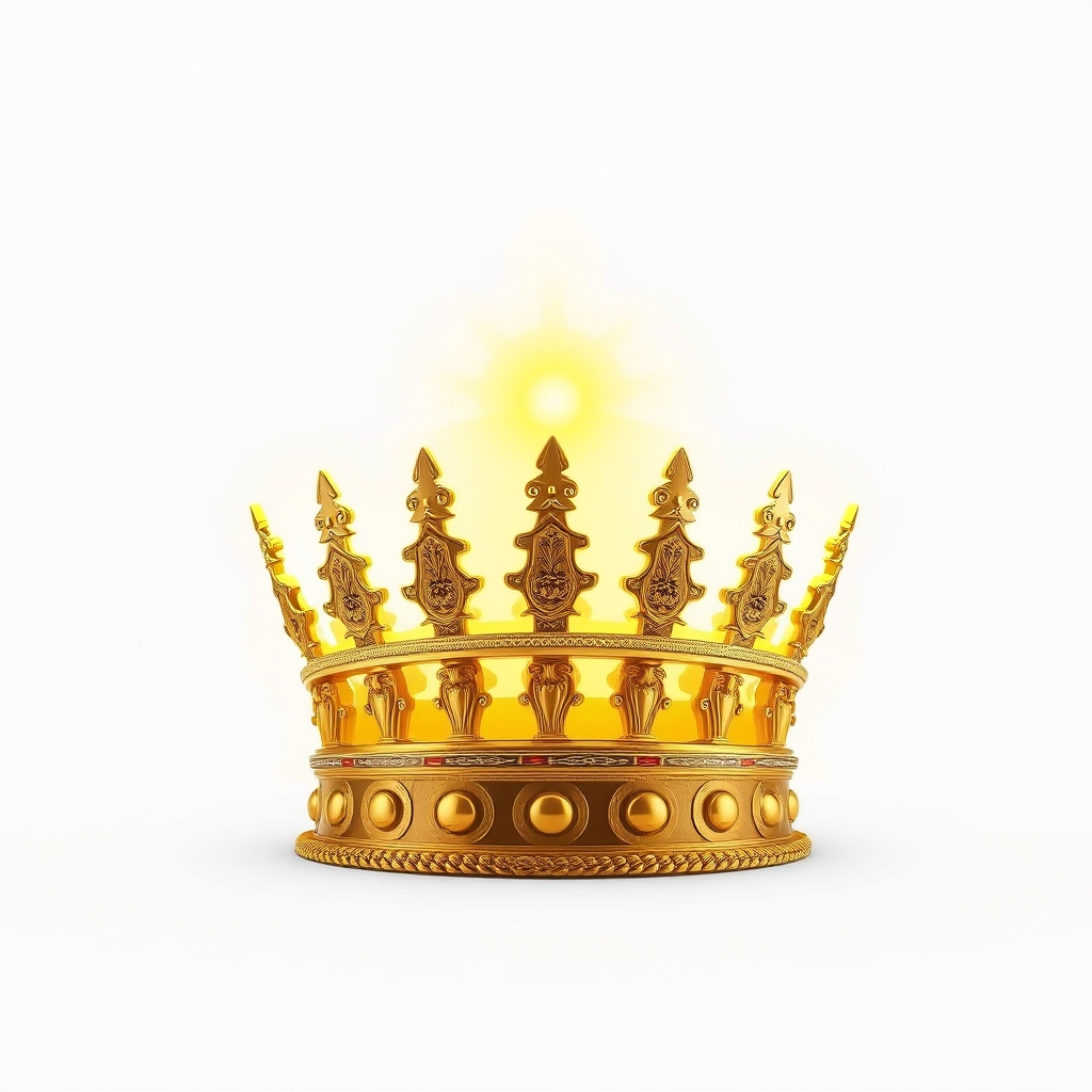 تاج طلایی بزرگ افسانه ای یونان باستان پسزمینه سفید با نیرو ی ماورایی زرد11